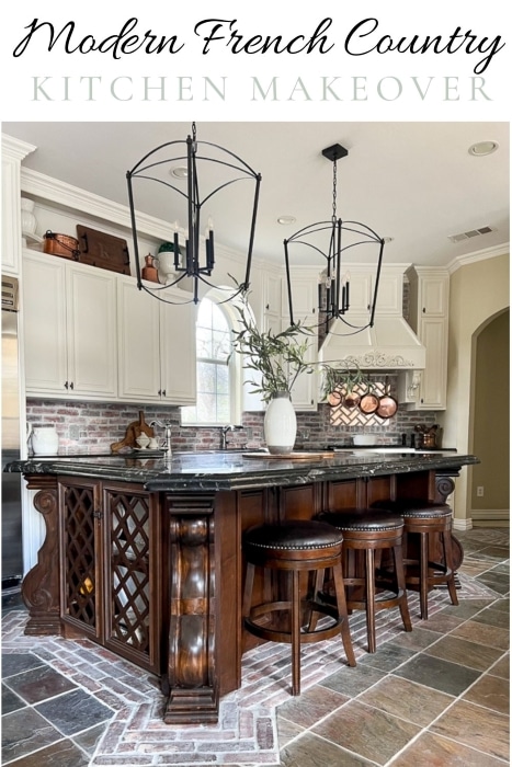 French country kitchen makeover Pinterest graphic