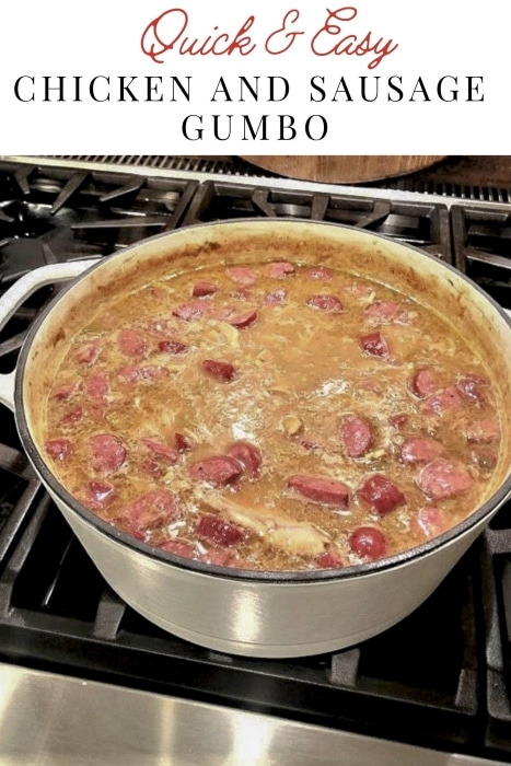 Pinterest graphic for Easy Chicken and Sausage Gumbo
