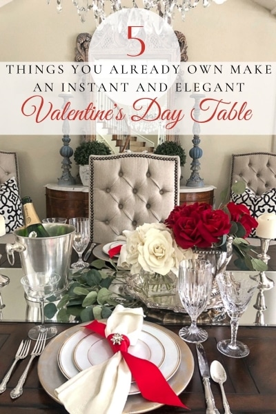 Pinterest graphic for an instant and elegant Valentine's Day table
