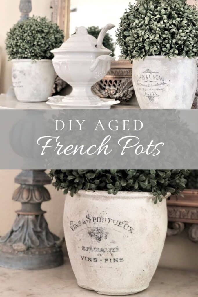 DIY Aged French Pots Pinterest graphic