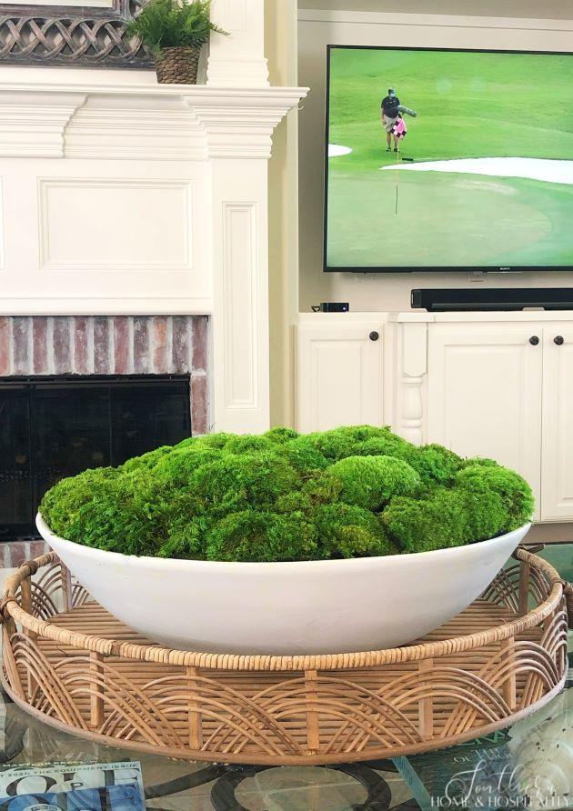 Preserved Moss in Ceramic Bowl