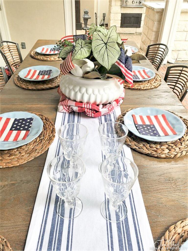 Outdoor table set for July 4