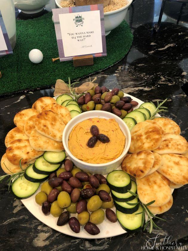 Golf theme party Greek charcuterie board