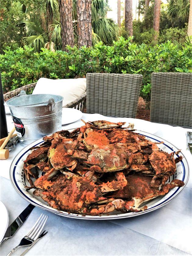 Steamed blue crabs in Hilton Head