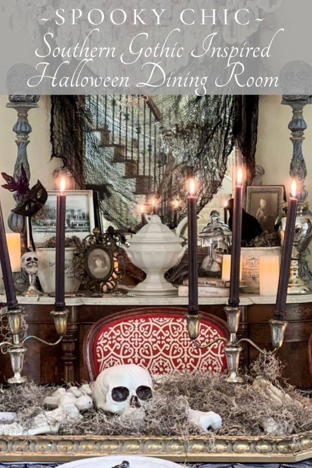 spooky chic southern gothic Halloween dining room Pinterest graphic