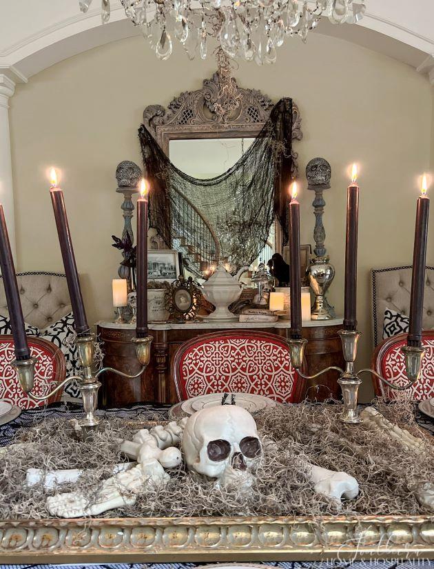 spooky chic gothic halloween dining room