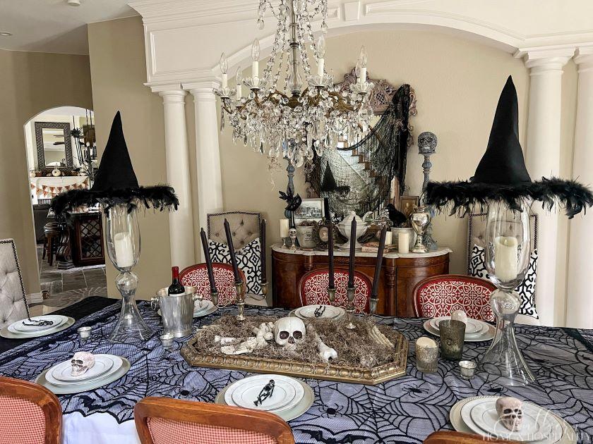 spooky chic gothic halloween dining room 