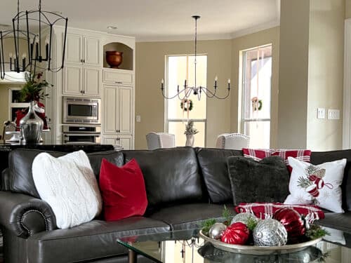 Red and White Classic Holiday Kitchen and Family Room