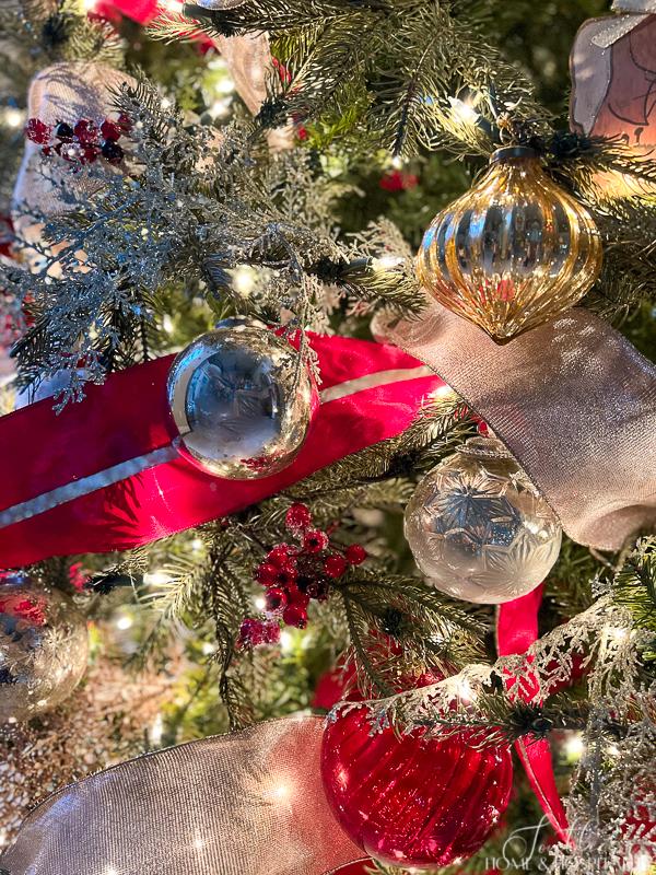 Ornaments on Christmas tree