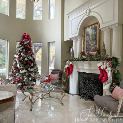 Red and White Classic Christmas Living Room Tour