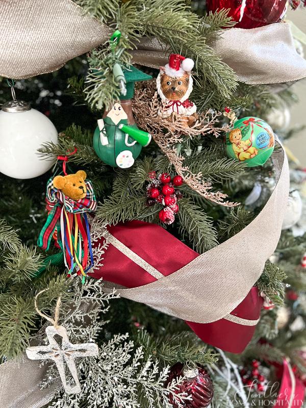 Christmas tree with sentimental ornaments