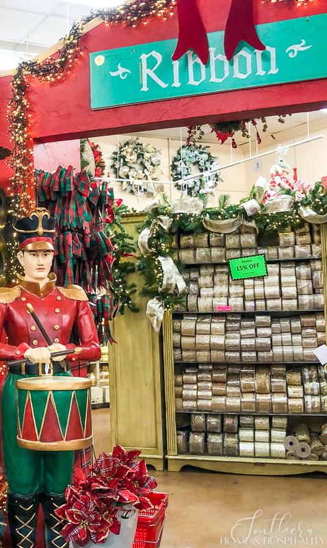 Ribbon department in a Christmas store
