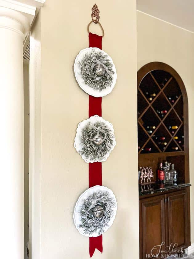 Triple plate wreath Christmas wall hanging