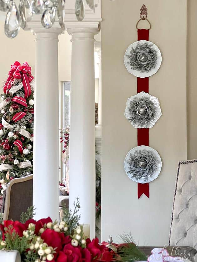 three wreaths on plates wall hanging