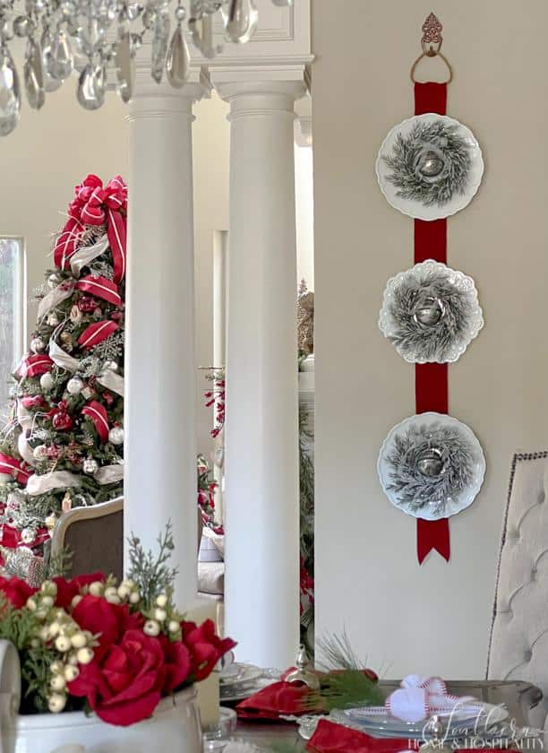Christmas plate wreath wall hanging