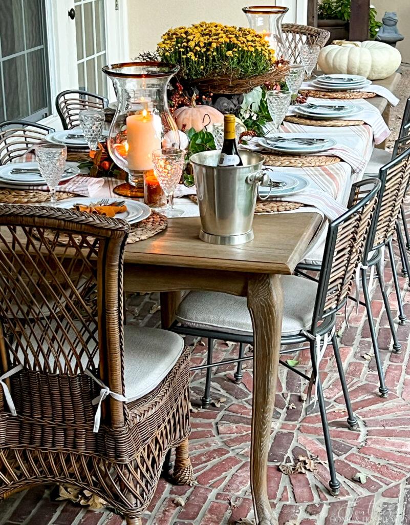 Fall dining table set up outside