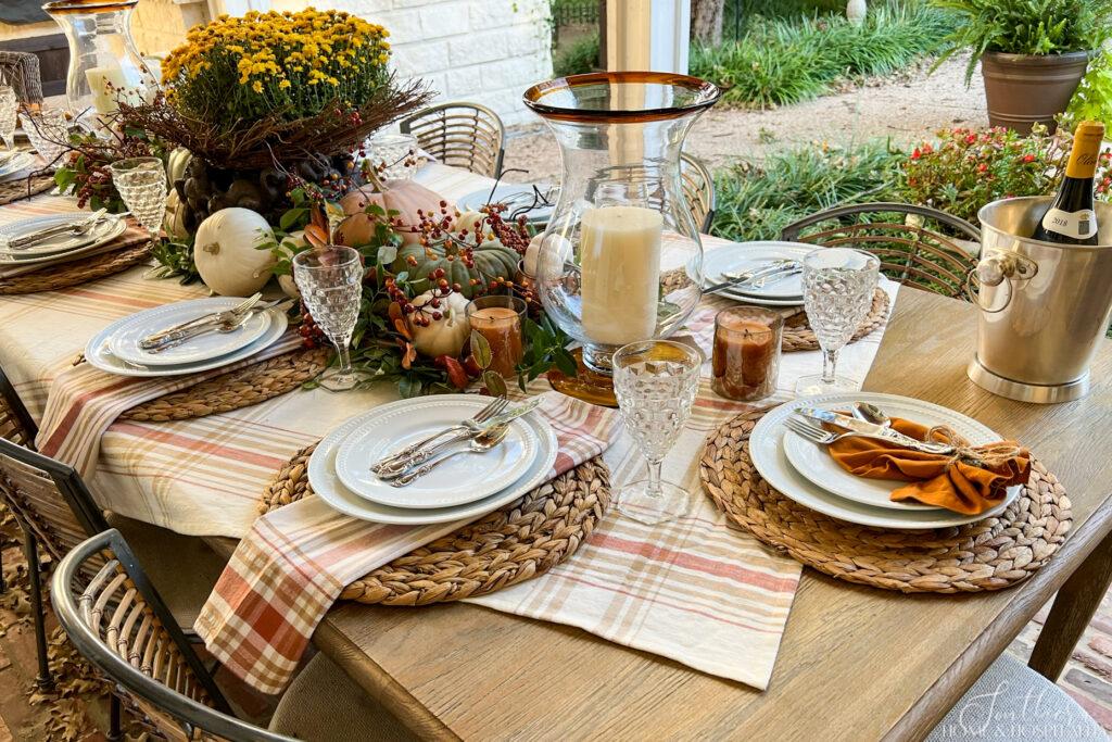 Fall tablescape on patio