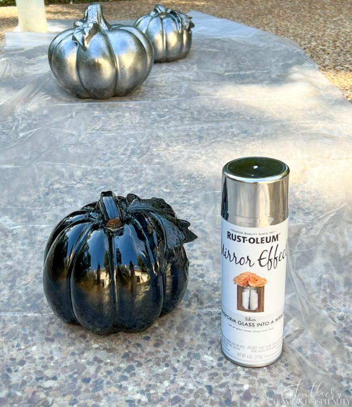 Rustoleum mirror effect paint and ceramic pumpkin to be painted