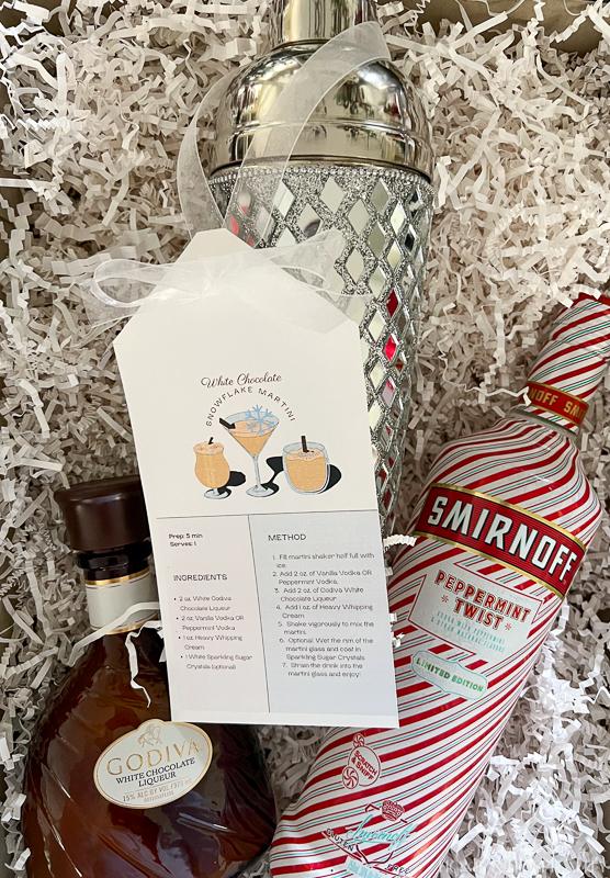 martini recipe with martini shaker godiva white chocolate liqueur and peppermint vodka gift