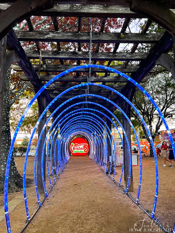 tunnel of lights at Christmas in Grapevine, Texas