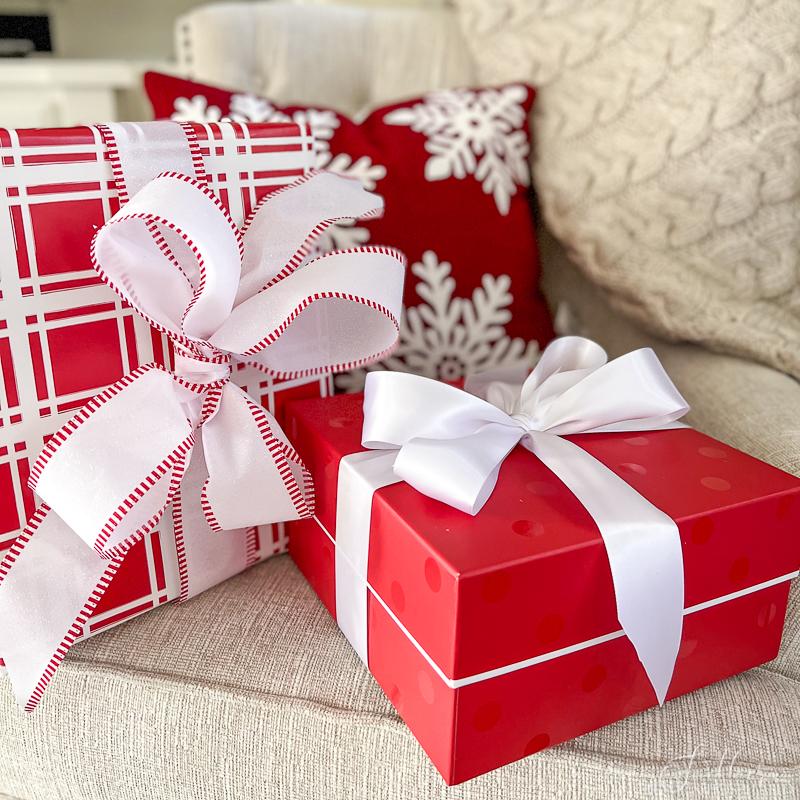 red and white Christmas gifts
