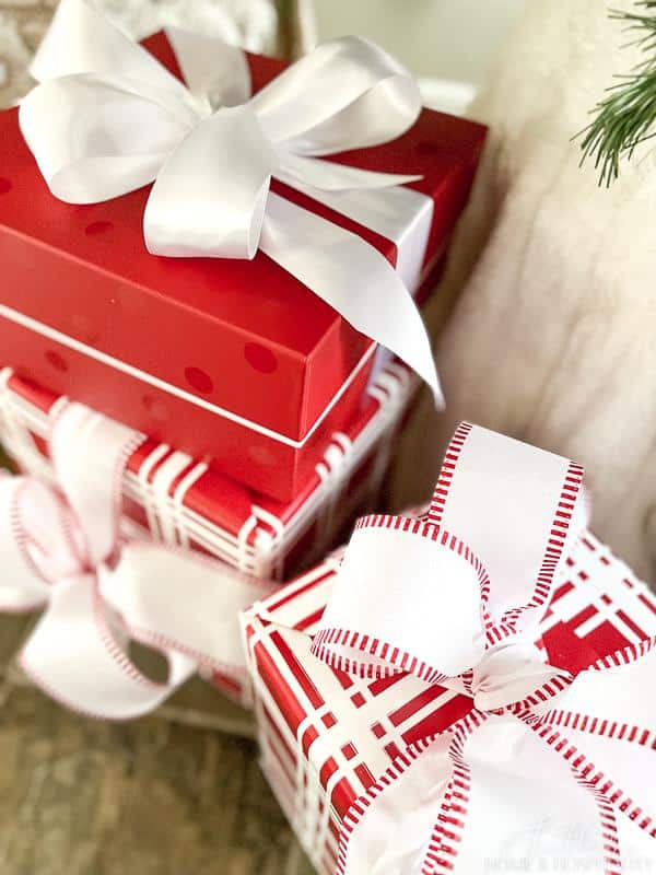 red gift box with white ribbon  Gifts, Christmas gift wrapping, Simple gift  wrapping