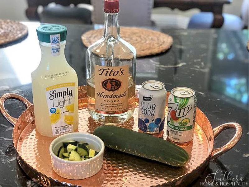 Ingredients for Cucumber Lemonade Vodka Cocktail