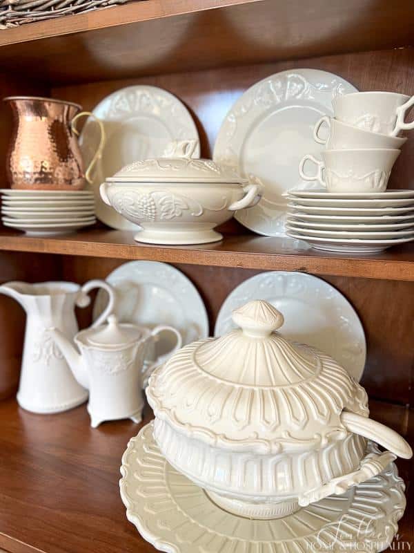 Decorating with white dishes and ironstone