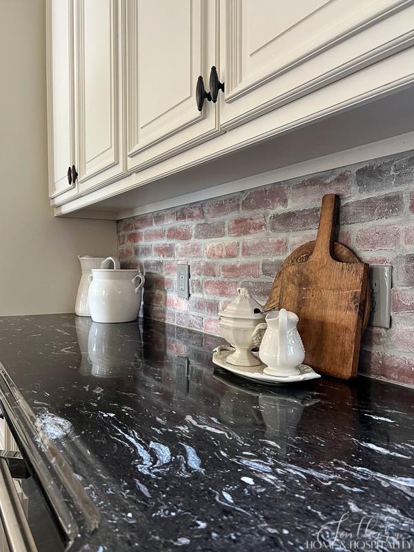 Decorating with white dishes on kitchen counters