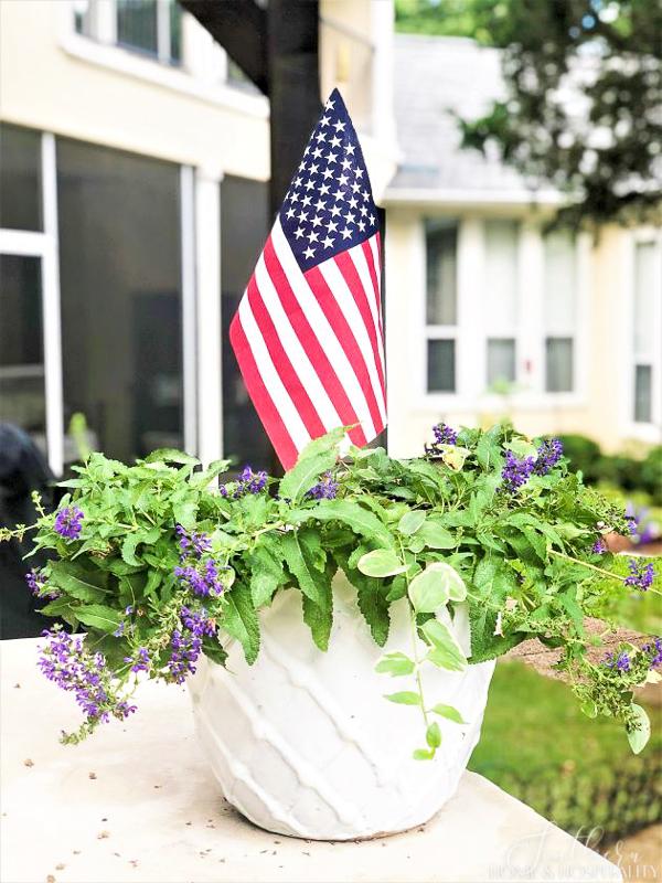 Garden pot with American flag