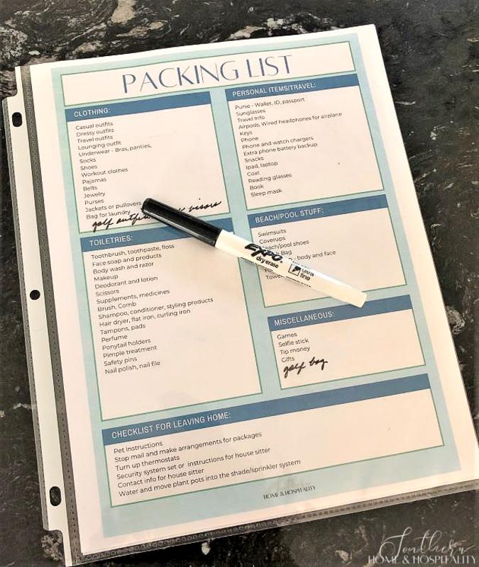 Packing list in plastic sleeve