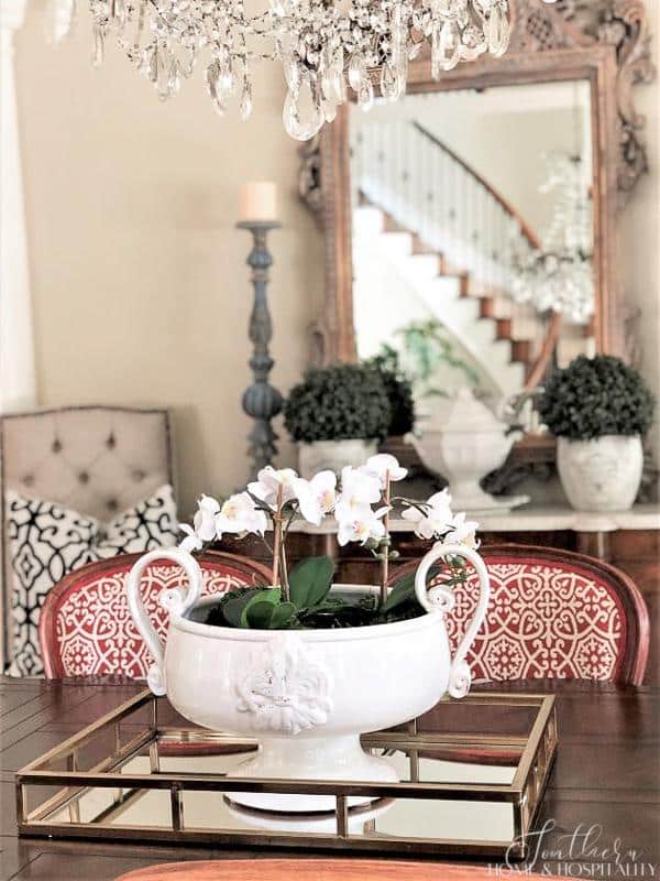 summer decorating with orchids in table centerpiece
