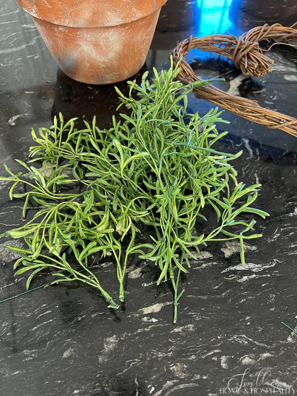 faux rosemary to make topiary