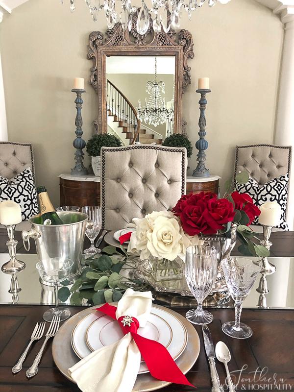 Elegant Valentine's Day tablescape with roses