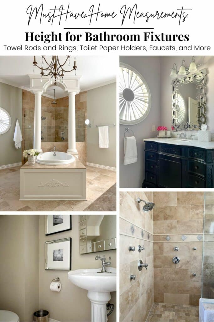 Pinterest graphic for where to hang bathroom fixtures