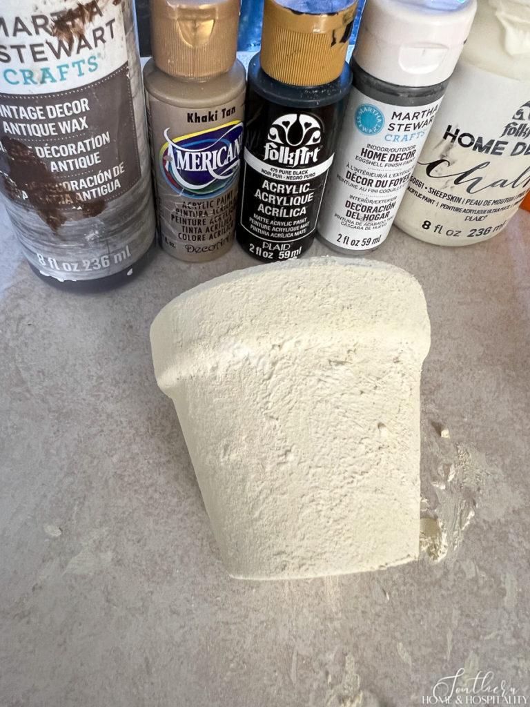Craft paint colors to age flower pot