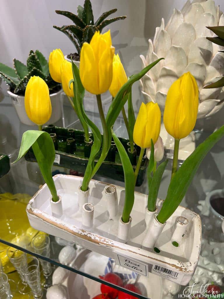 Tulipiere with yellow tulips