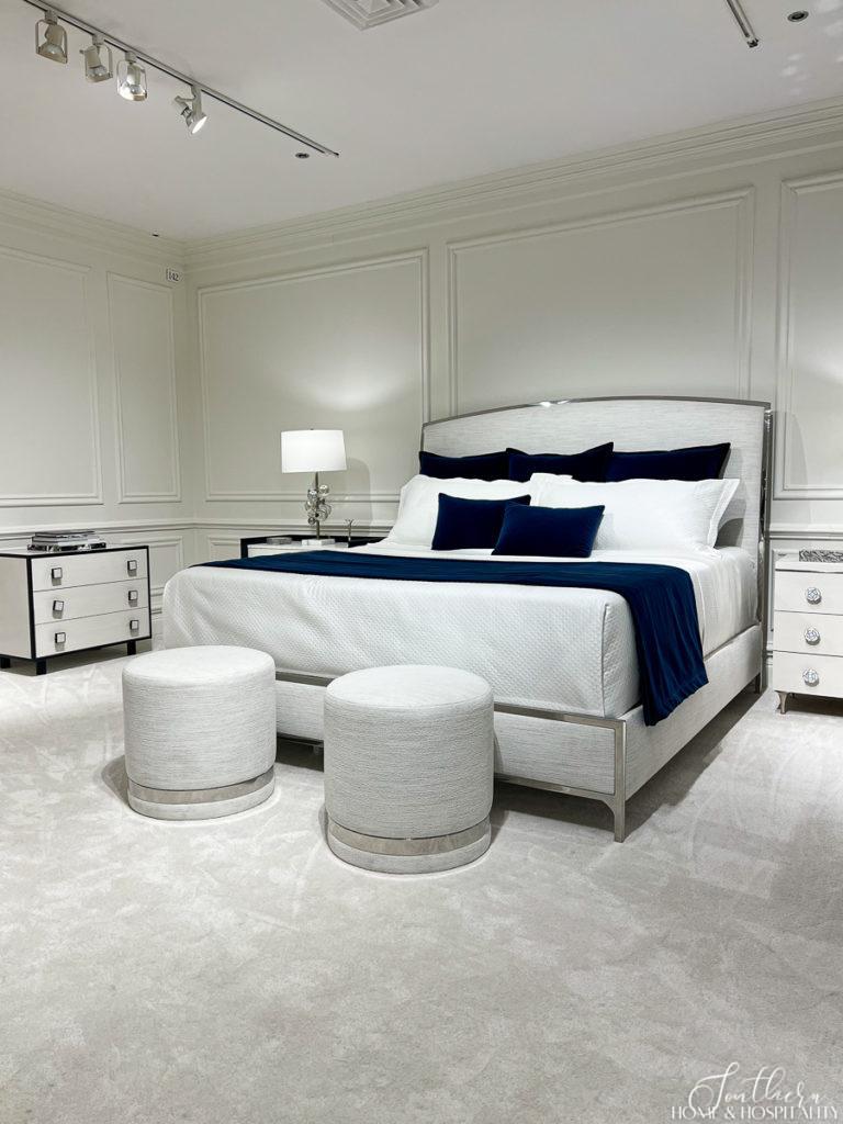 Bernhardt modern glam upholstered bed
