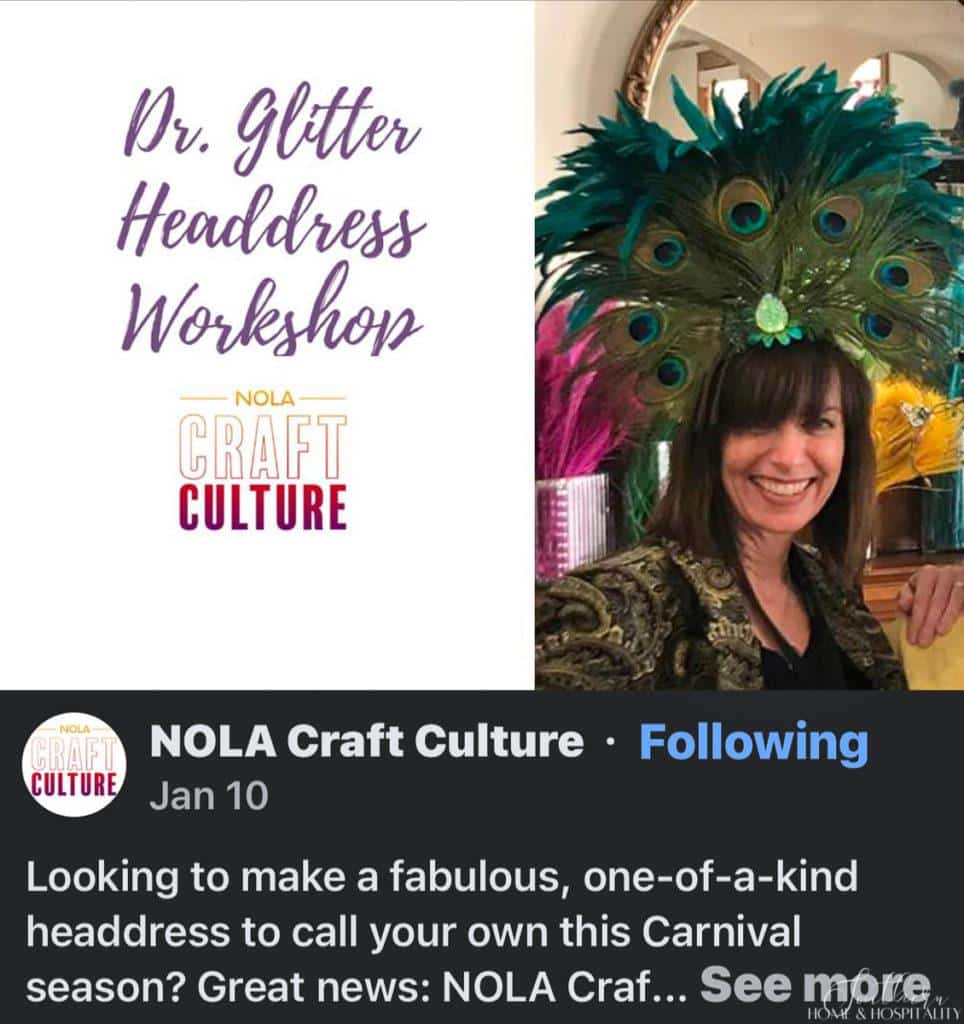 NOLA Craft Culture Instagram ad for Headdress Workshop