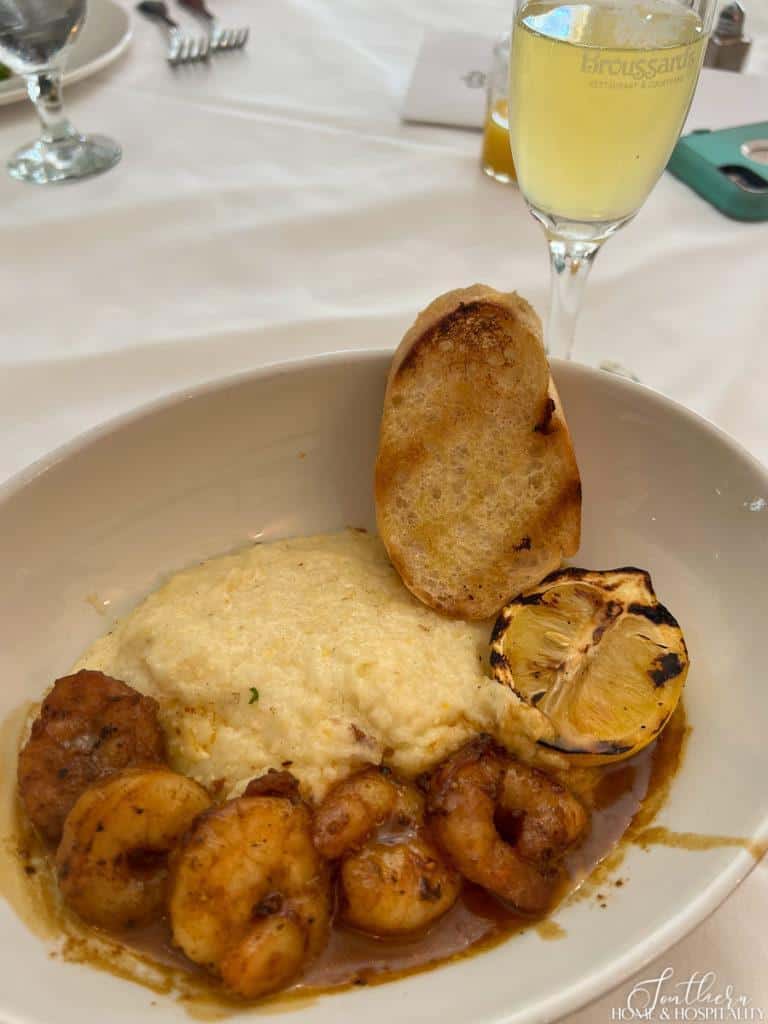 BBQ Gulf Shrimp and Grits at Broussard's restaurant in New Orleans