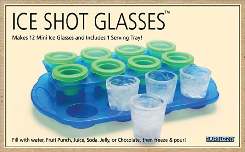 Ice shot glasses in tray