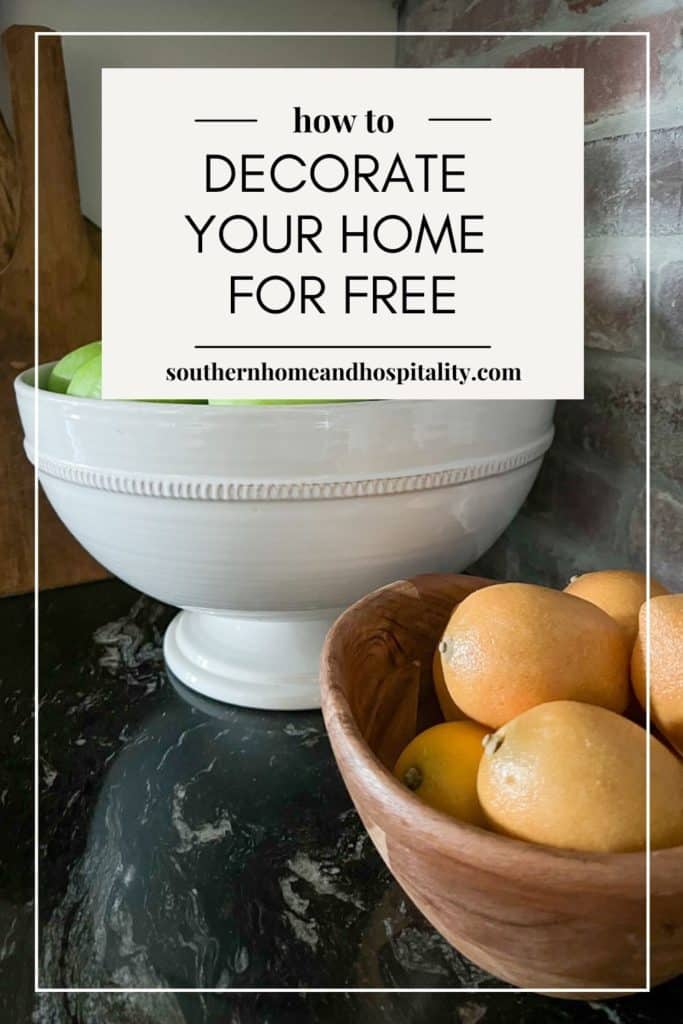 Pinterest graphic for how to decorate your home for free