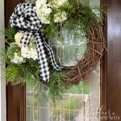 DIY Ten Minute Summer Fern and Hydrangea Wreath