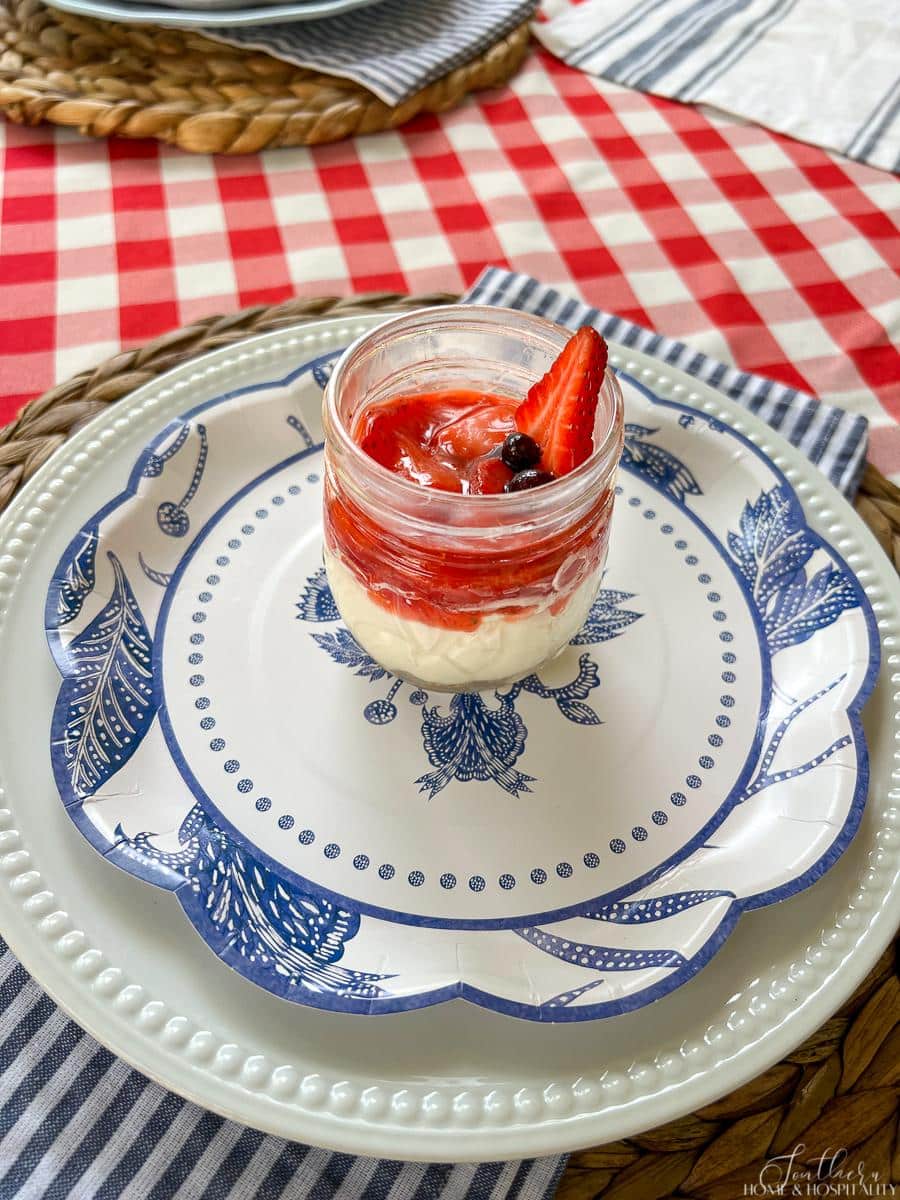 Simple No Bake Strawberry Cheesecake in Mason Jars