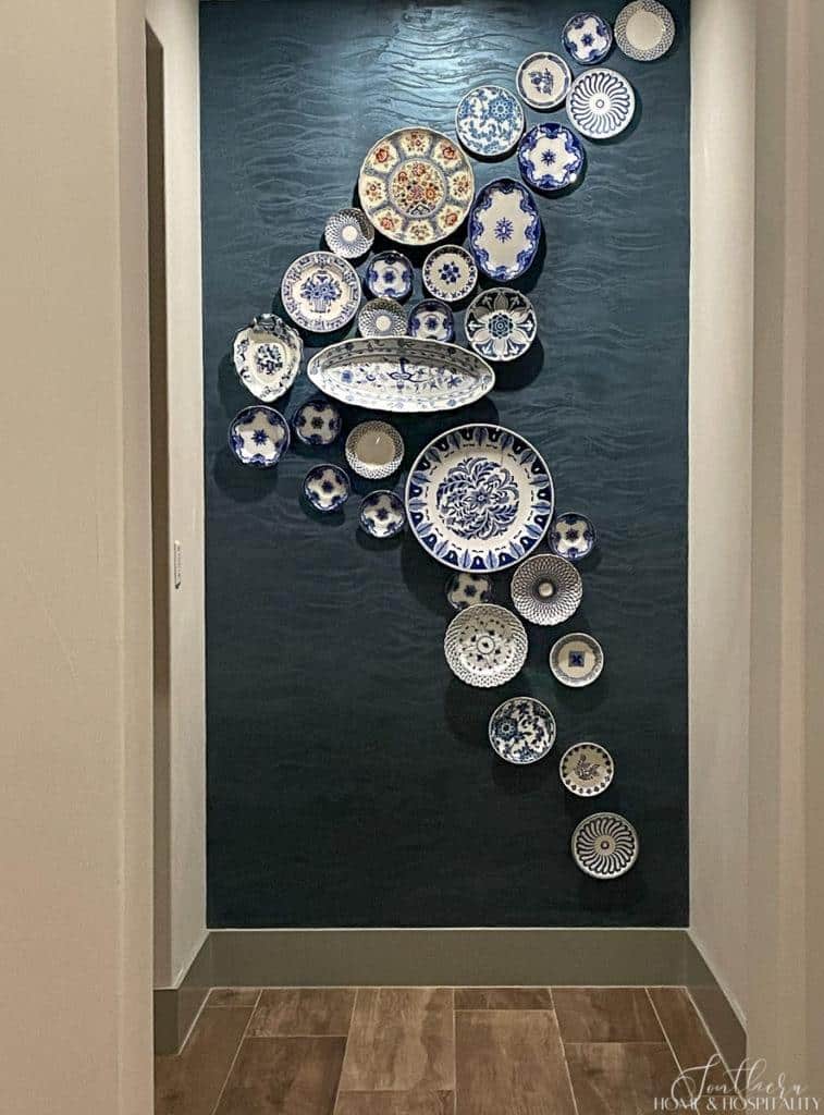 blue and white plate gallery wall 