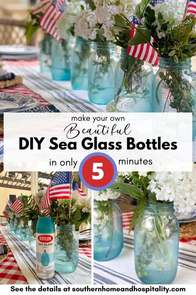Make your own beautiful DIY sea glass bottles in only 5 minutes pinterest graphic