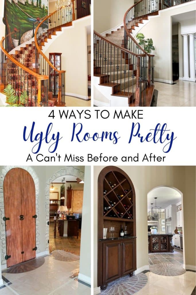 4 ways to make ugly rooms pretty Pinterest graphic