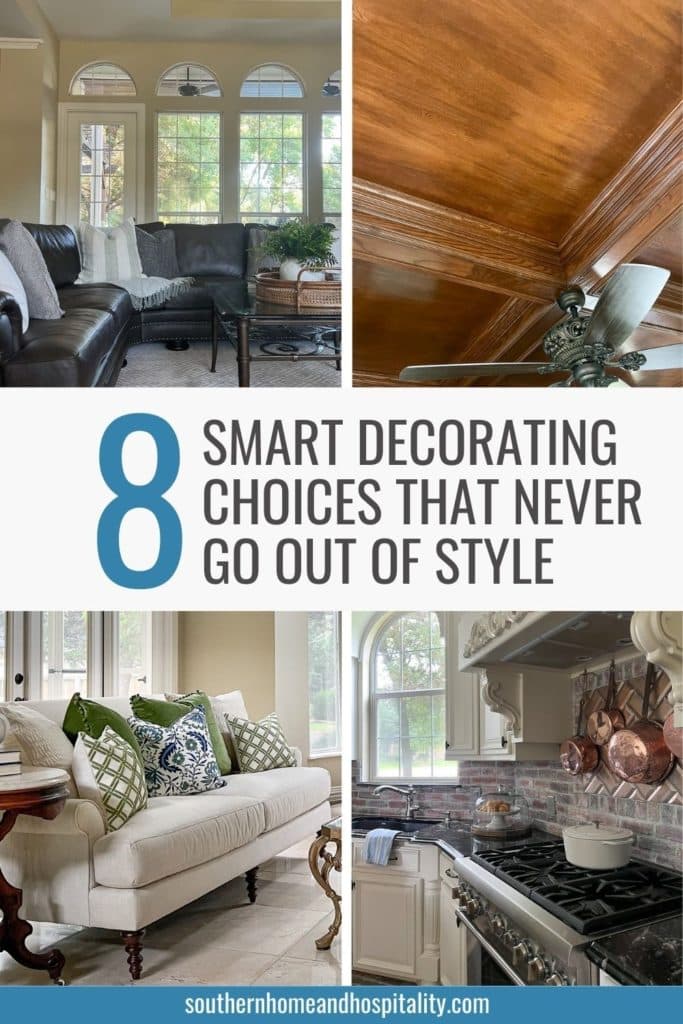 Timeless decorating choices Pinterest graphic