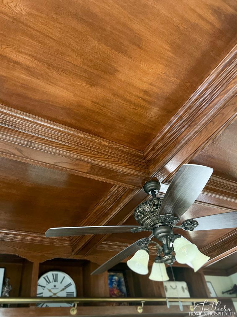 timeless stained wood coffered ceiling