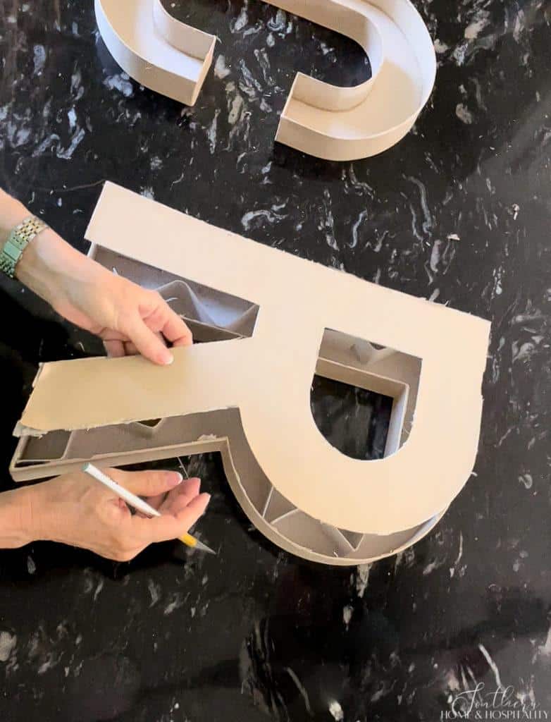 cutting letters to make charcuterie letters